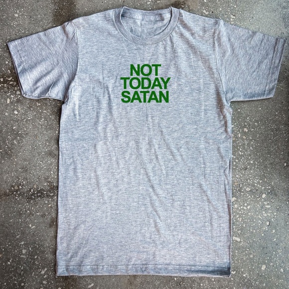 Not Today Satan Adult Unisex Men’s Crewneck Box T-Shirt NWT - Picture 4 of 4